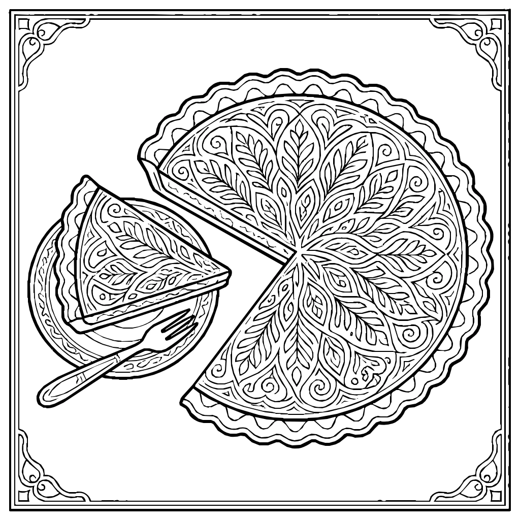 Thanksgiving Pumpkin Pie Slice Fork Coloring Page