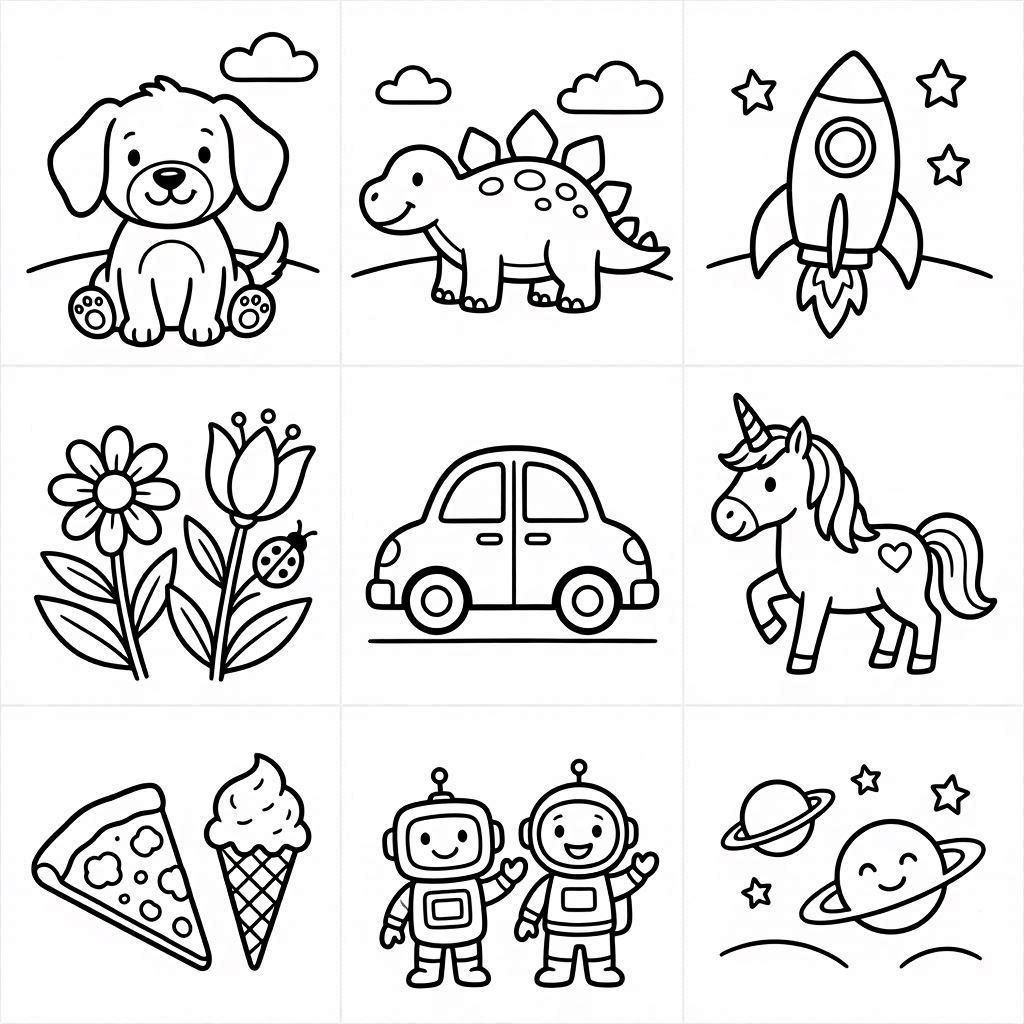 Pet Dinosaur Flower Car Coloring Page