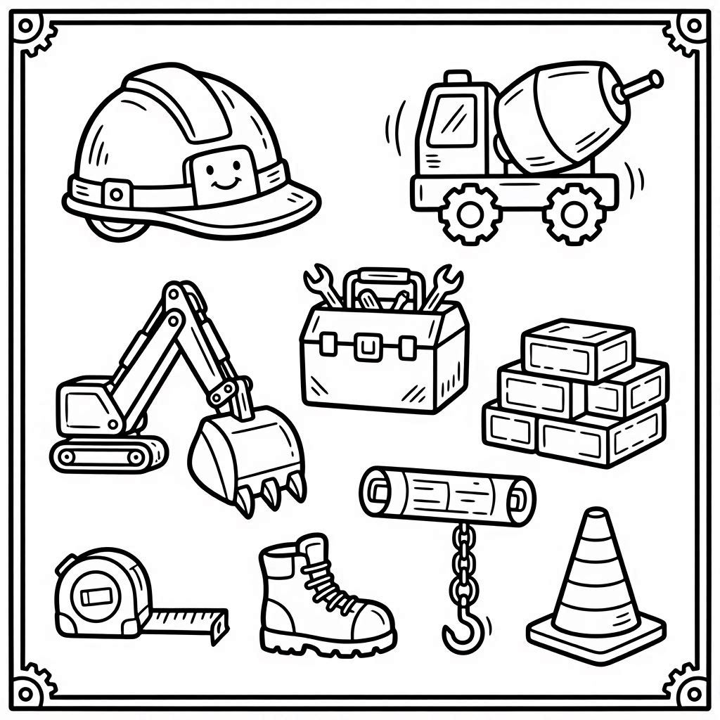 Set Of Constructor Elements Coloring Page
